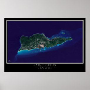 Saint Croix U.S. Jungfrau Islands Satellite Karte Poster