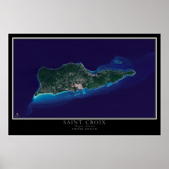 Saint Croix U.S. Jungfrau Islands Satellite Karte Poster (Vorne)