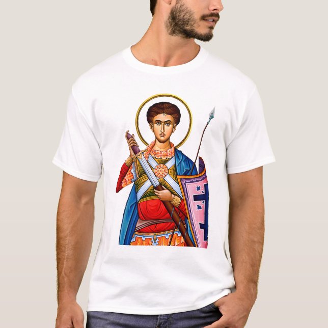 Saint Demetrius Orthodox Ikone Mitrovdan T-Shirt (Vorderseite)