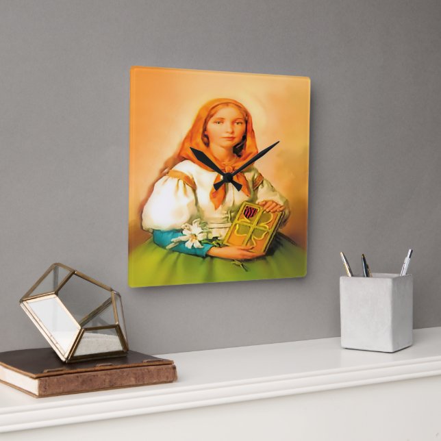 Saint Dymphna Quadratische Wanduhr (Büro)