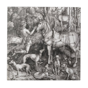 Saint Eustace Gravur von Albrecht Durer Fliese