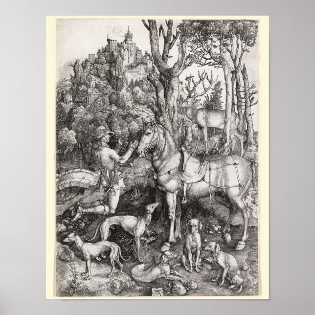 Saint Eustace Gravur von Albrecht Durer Poster (Vorne)