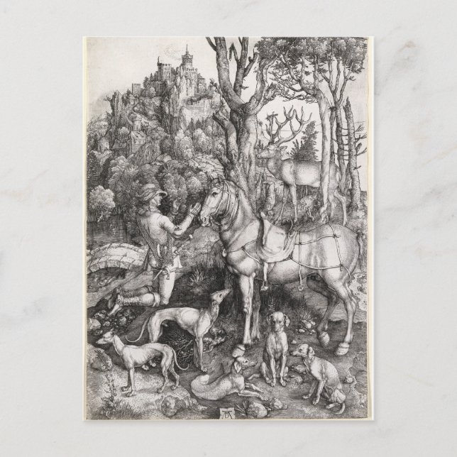 Saint Eustace Gravur von Albrecht Durer Postkarte (Vorderseite)