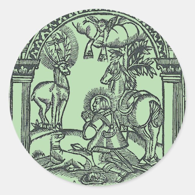 Saint Eustachius sieht Jesus Christus Runder Aufkleber (Vorderseite)
