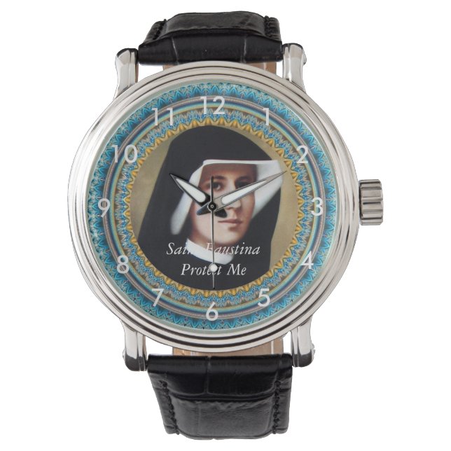 Saint Faustina Schütze mich Armbanduhr (Vorderseite)
