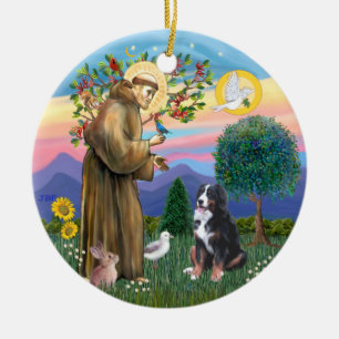 Saint Francis - Berner Hund Keramik Ornament