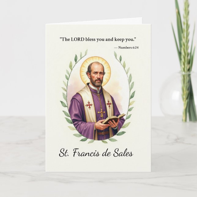 Saint Francis de Sales Gods Frieden mit der Schrif Karte (Vorderseite)
