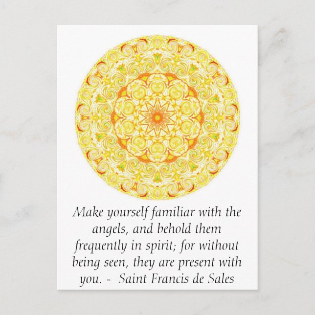 Saint Francis de Sales QUOTE über Engel Postkarte (Vorderseite)