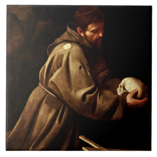 Saint Francis im Gebet (Christlich) (Caravaggio) Fliese