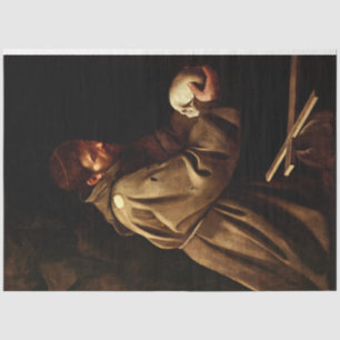 Saint Francis im Gebet (Christlich) (Caravaggio) Seidenpapier