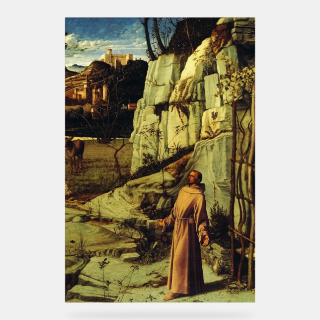 Saint Francis in der Wüste von Giovanni Bellini Acrylschild (Vorderseite)