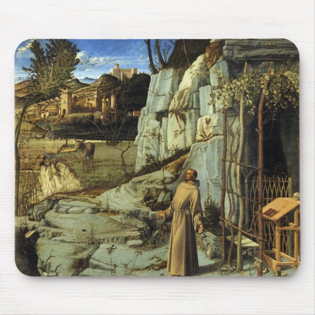 Saint Francis in der Wüste von Giovanni Bellini Mousepad (Vorne)
