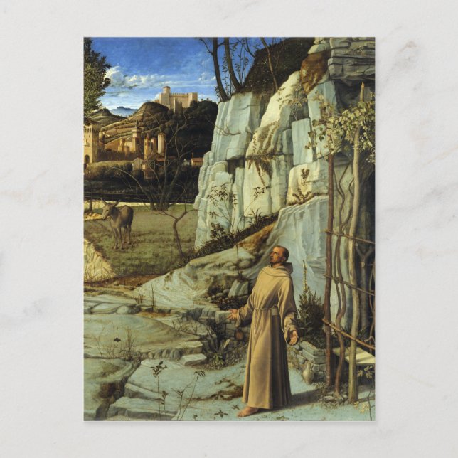 Saint Francis in der Wüste von Giovanni Bellini Postkarte (Vorderseite)