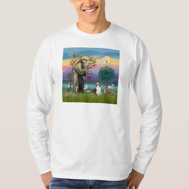 Saint Francis mit Tieren - kustumizable T-Shirt (Vorderseite)