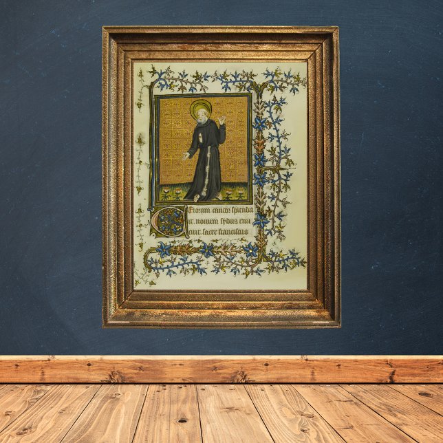 Saint Francis Mittelalterliches Manuskript von Ass Poster (Saint Francis of Assisi Medieval Manuscript Catholic Christian Poster)