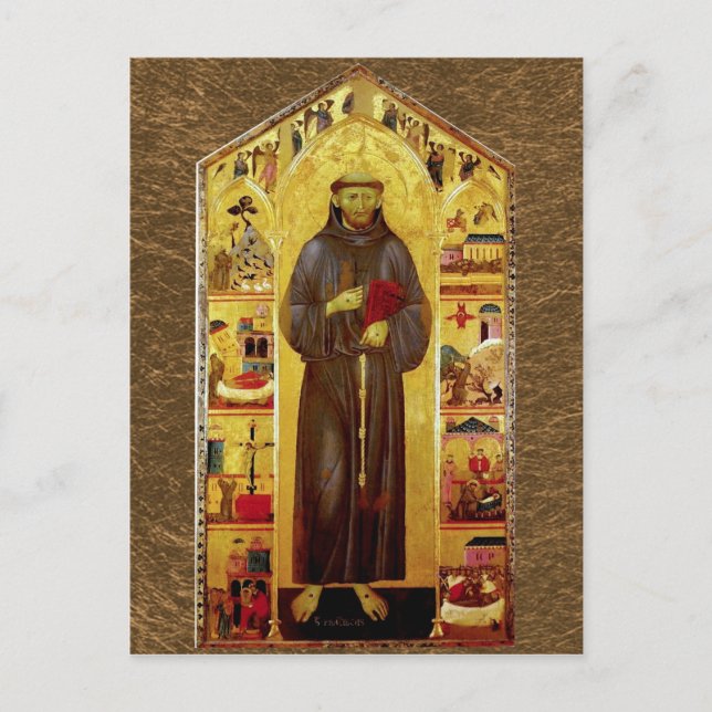 Saint Francis Mittelalterliches Symbol von Assisi Postkarte (Vorderseite)