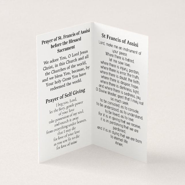 Saint Francis of Assisi Prayer Card  (Innenseite)