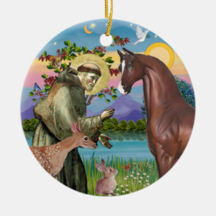 Saint Francis - Pferd (Kastanien) Keramikornament
