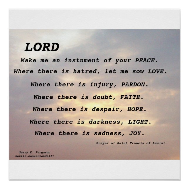 SAINT FRANCIS PRAYER GLOSSY POSTER (Vorderseite)