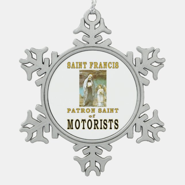 SAINT FRANCIS SCHNEEFLOCKEN Zinn-Ornament (Vorderseite)