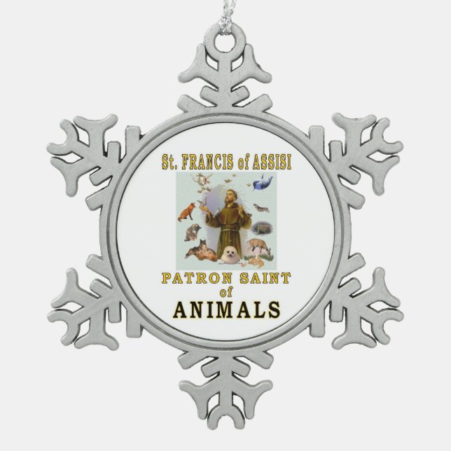 SAINT FRANCIS SCHNEEFLOCKEN Zinn-Ornament (Vorderseite)