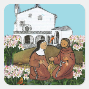 Saint Francis und Saint Clare von Assisi Quadratischer Aufkleber