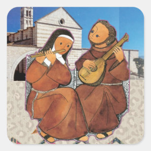 Saint Francis und Saint Clare von Assisi Quadratischer Aufkleber