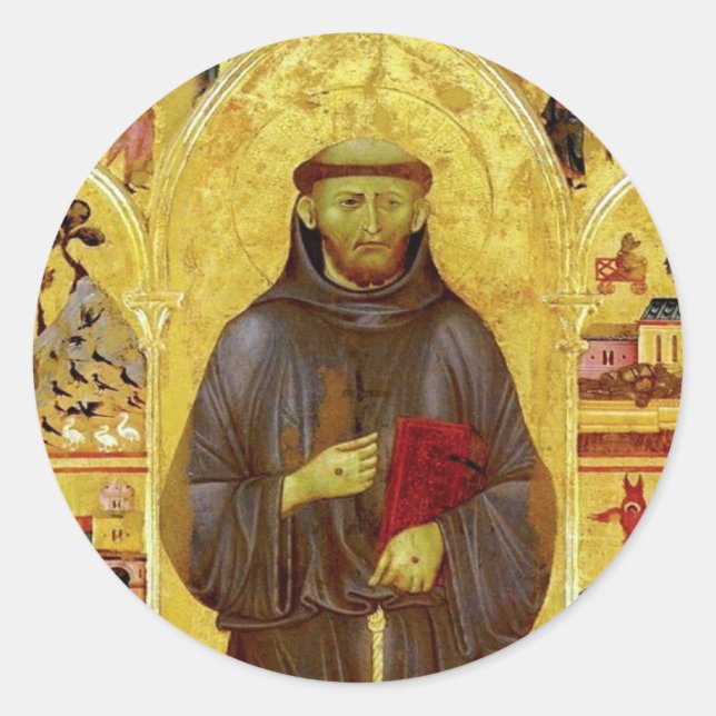 Saint Francis von Assisi Mittelalterliche Ikonogra Runder Aufkleber (Vorderseite)