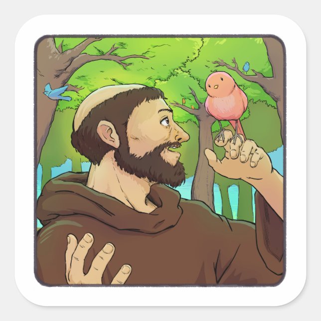 Saint Francis von Assisi Quadratischer Aufkleber (Vorderseite)