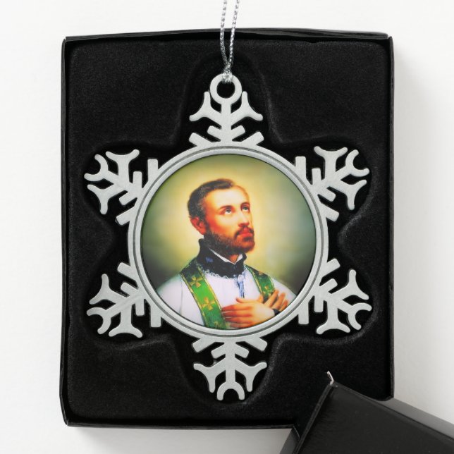 Saint Francis Xavier Schneeflocken Zinn-Ornament (Box)
