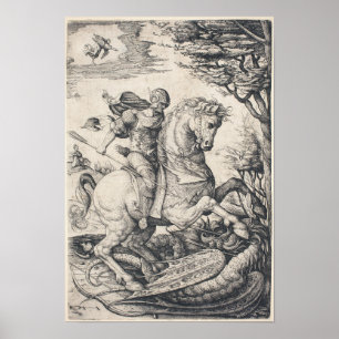 Saint George auf Horseback Slegende Drache Poster