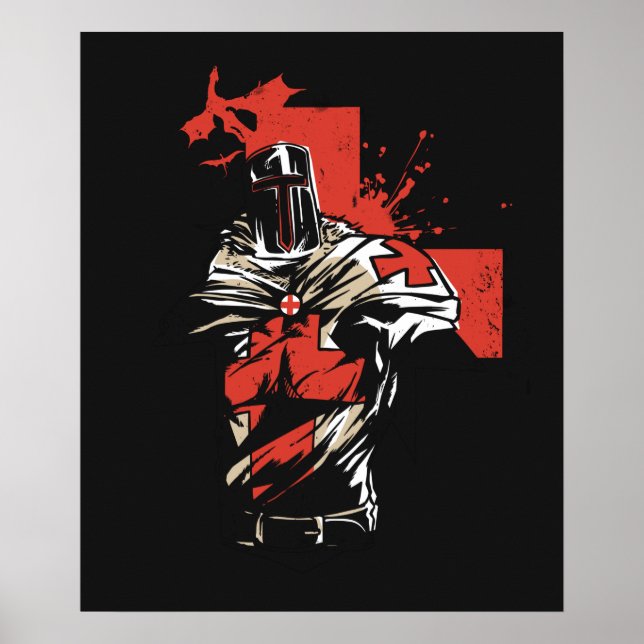 Saint George Christlich Crusader Rotes Kreuz Poster (Vorne)