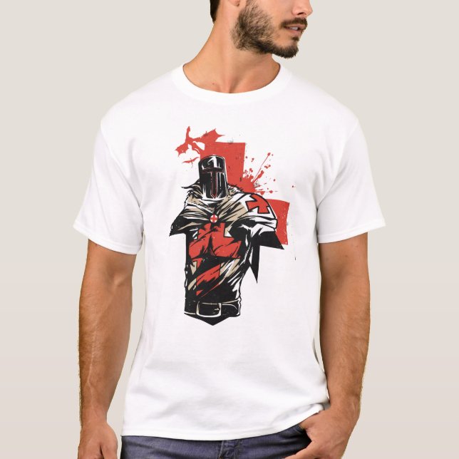 Saint George Christlich Crusader Rotes Kreuz T-Shirt (Vorderseite)