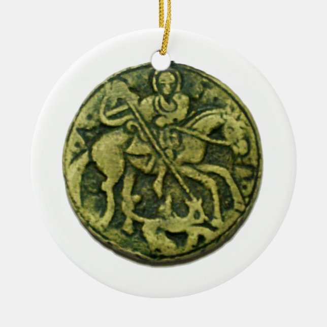 SAINT GEORGE, DRAGON/MADONNA UND KINDERMEDALLION KERAMIK ORNAMENT (Vorne)