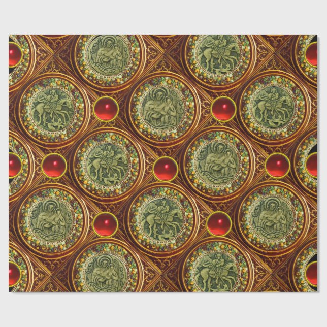 SAINT GEORGE, DRAGON /MADONNA UND KINDERRed Ruby Geschenkpapier (Flach)