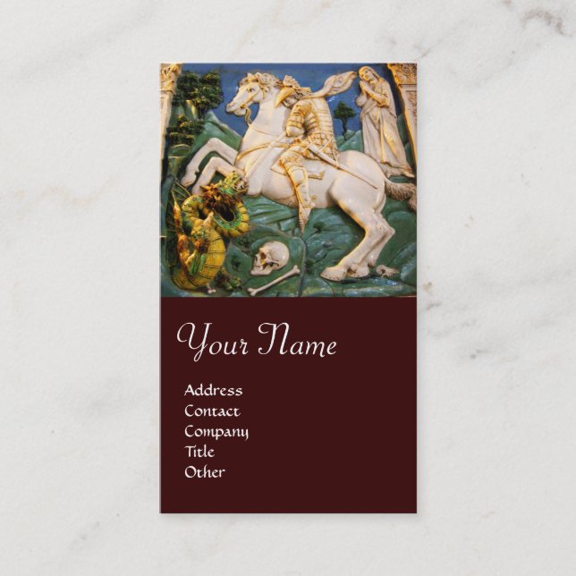 Saint George, Dragon und Princess Monogram braun Visitenkarte (Vorderseite)