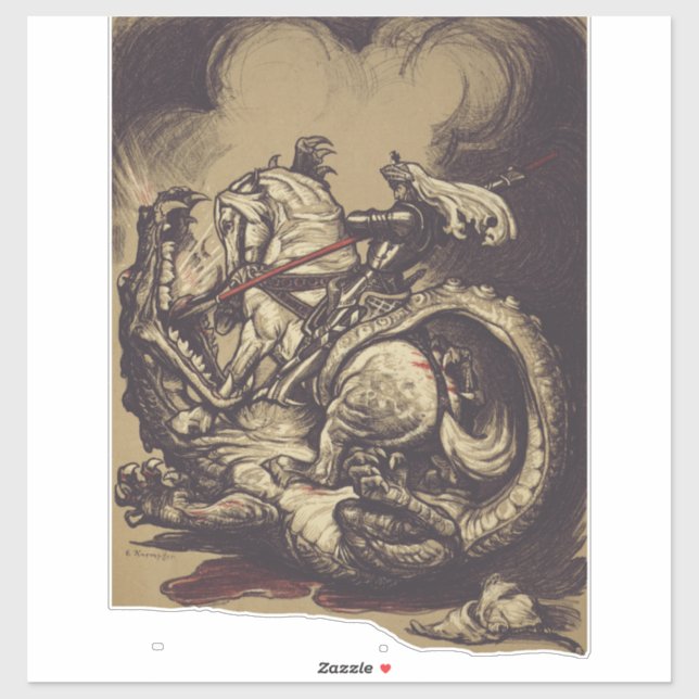 Saint George Killing der Drache Aufkleber (Blatt)