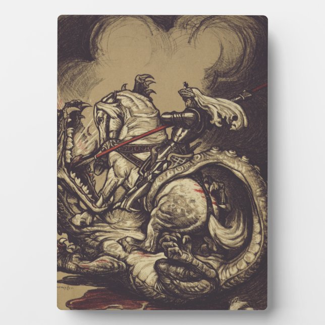 Saint George Killing der Drache Fotoplatte (Vorderseite)
