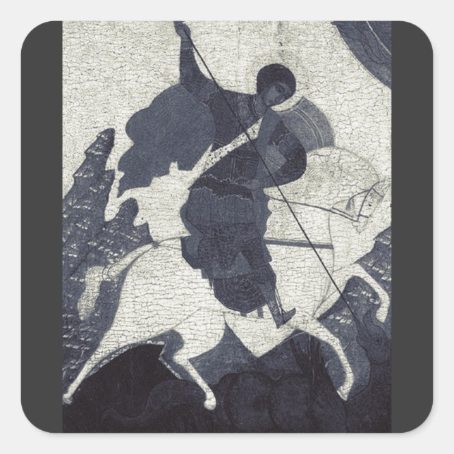 Saint George Killing der Drache Quadratischer Aufkleber (Vorderseite)