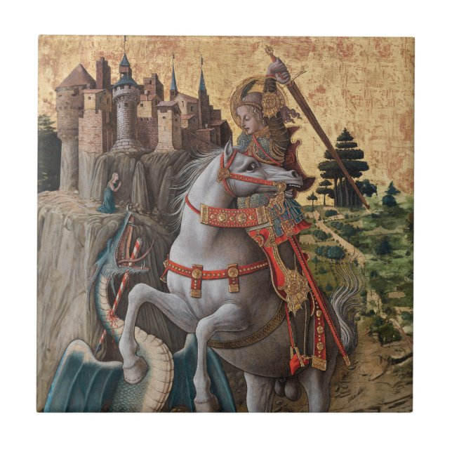 Saint George Slay Dragon Carlo Crivelli Paintin Fliese (Vorderseite)