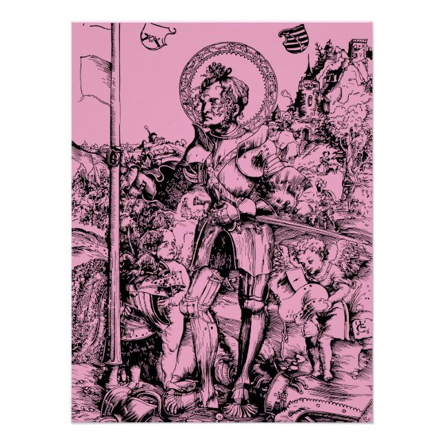 Saint George Stehend mit Zwei Engeln Poster (Vorderseite)