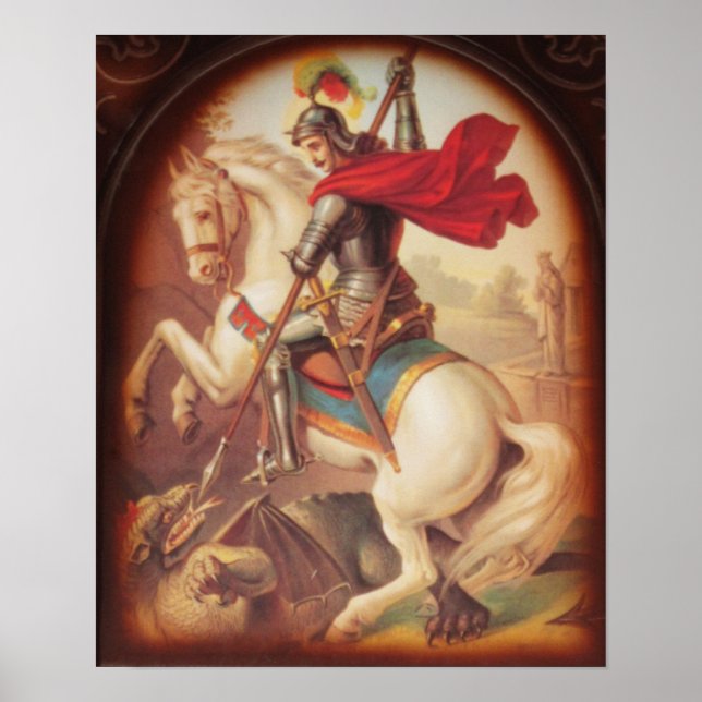 Saint George Töten der Drachenkunst Poster (Vorne)
