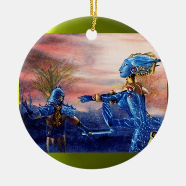 SAINT GEORGE UND ALIEN DRAGON KERAMIKORNAMENT (Vorne)