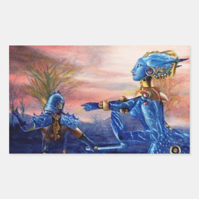 SAINT GEORGE UND ALIEN DRAGON RECHTECKIGER AUFKLEBER (Vorderseite)