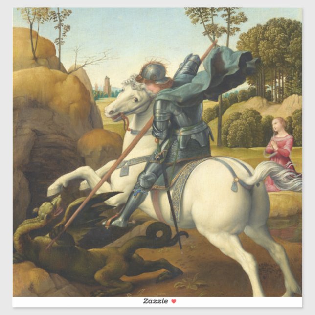 Saint George und der Drache, 1506 von Raphael Aufkleber (Blatt)