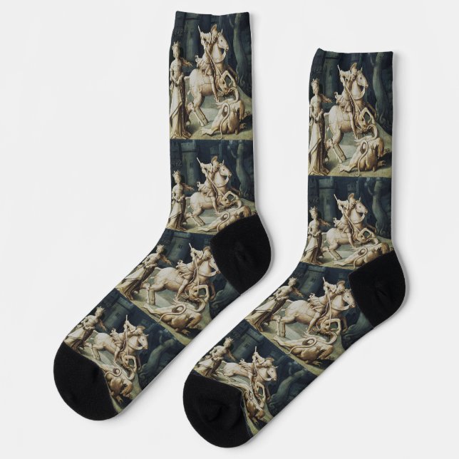 Saint George und der Drache Socken (Linkes Detail)