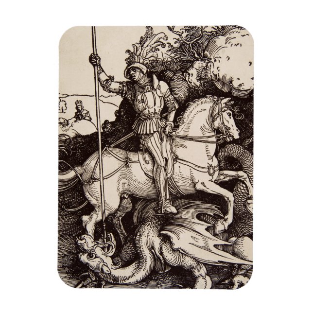 Saint George und der Drache von Durer Magnet (Vertikal)