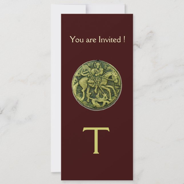 SAINT GEORGE UND DRAGON MEDALLION MONOGRAM braun Einladung (Vorderseite)