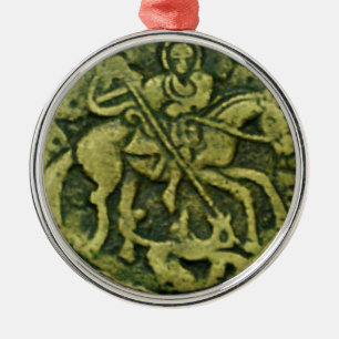 SAINT GEORGE UND DRAGON MEDALLION SILBERNES ORNAMENT