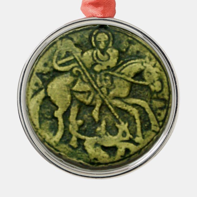 SAINT GEORGE UND DRAGON MEDALLION SILBERNES ORNAMENT (Vorne)